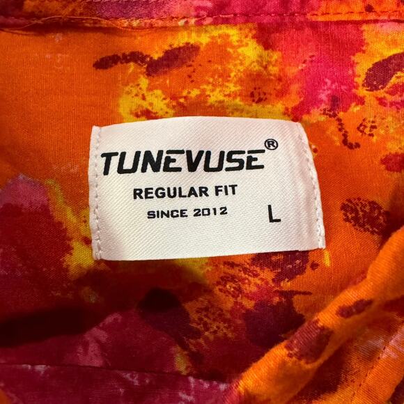 Tunevuse Mens Large Shirt Button-Up Long Sleeves Abstract Collared Regular Fit - Picture 5 of 6